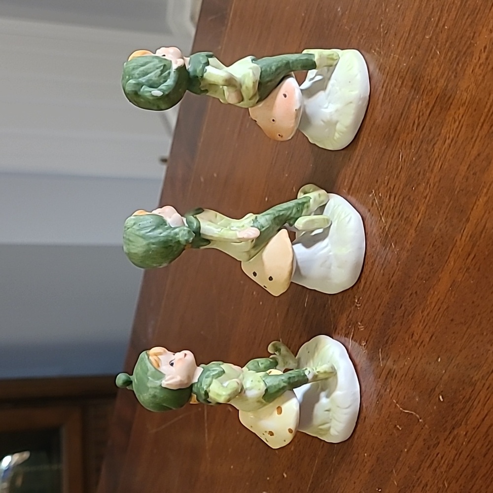Set of 3 Pixie Elfs Ceramic Shelf Sitters Collectible Vintage - Picture 4 of 4